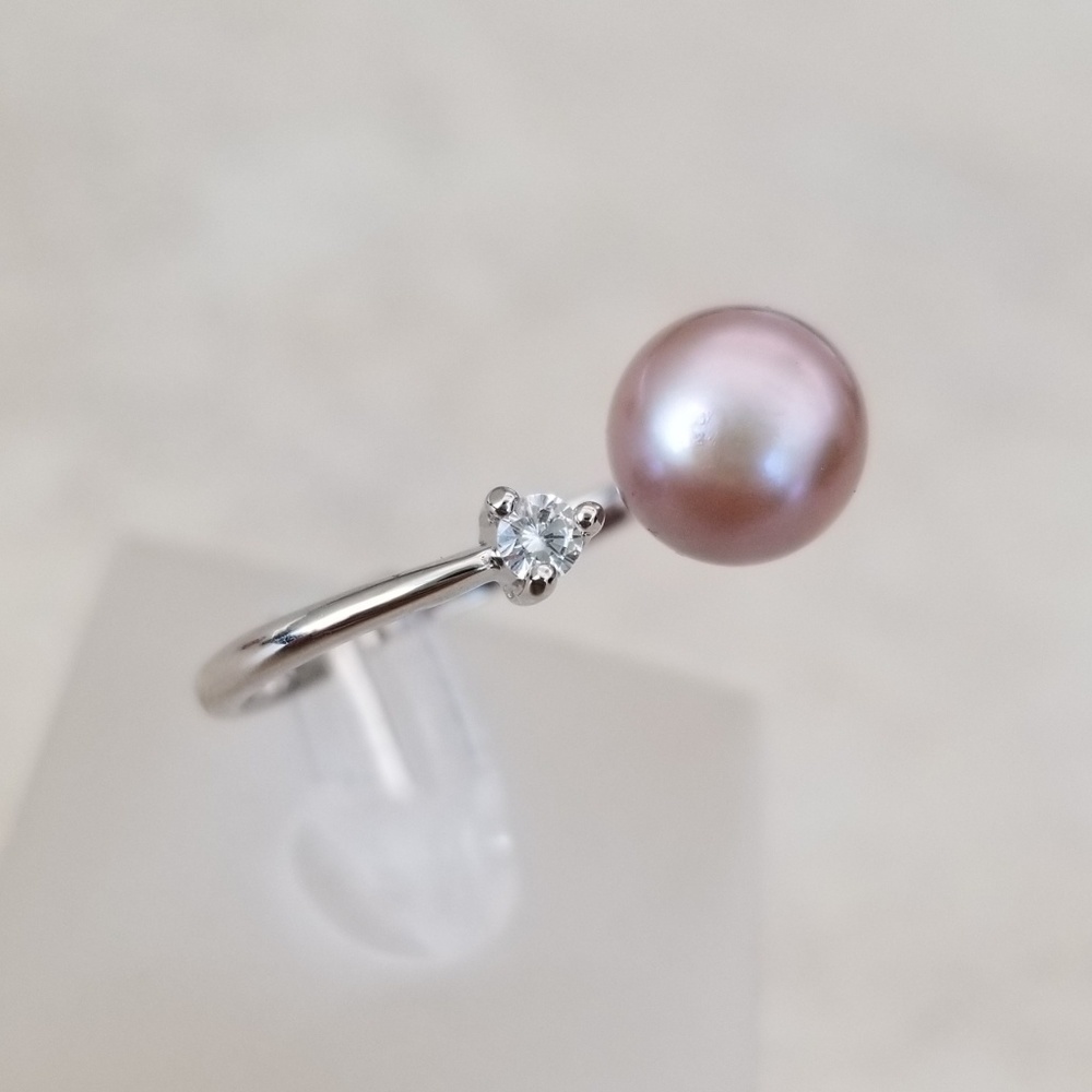 8mm Freshwater Lavender Pearl Open Design Ring - Picture 5 of 8